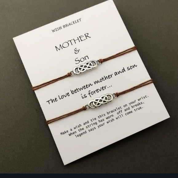 🖤🖤BACK IN STOCK🖤🖤Very Nice Mother and Son Double Infinity Bracelets in BLACK - Picture 3 of 12